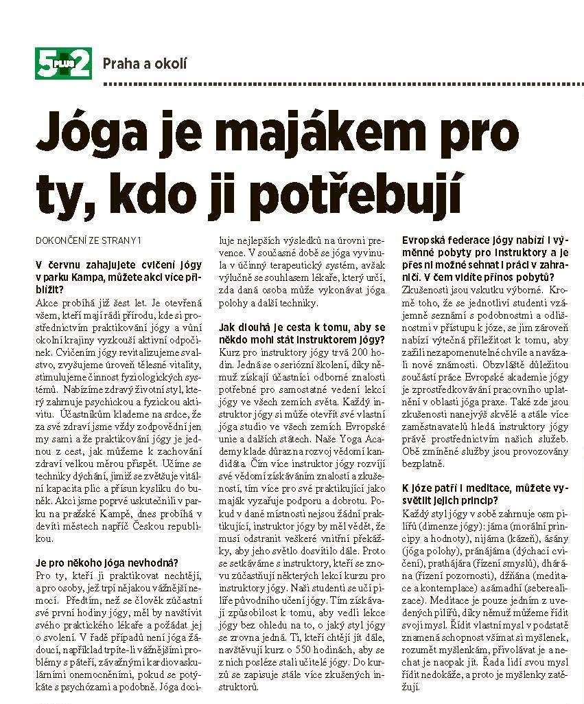 Joga Je Majakem Pro Ty Kdo Ji Potrebuji Yoga Federation Of Europe